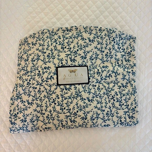 Agua by Agua Bendita Pistachio Beaded Blue Floral Dress Maxi Women's size Medium - Picture 15 of 16